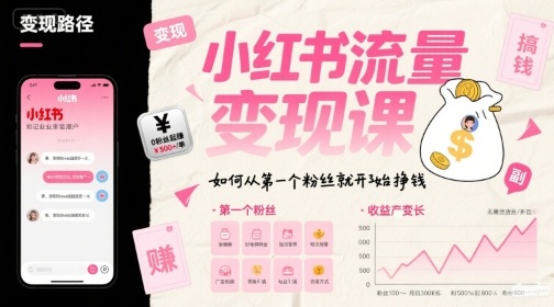 小红书流量变现课，如何从第一个粉丝就开始挣钱云米网创-专注分享网络创业落地实操课程 – 全网首发_高质量项目输出云米网创