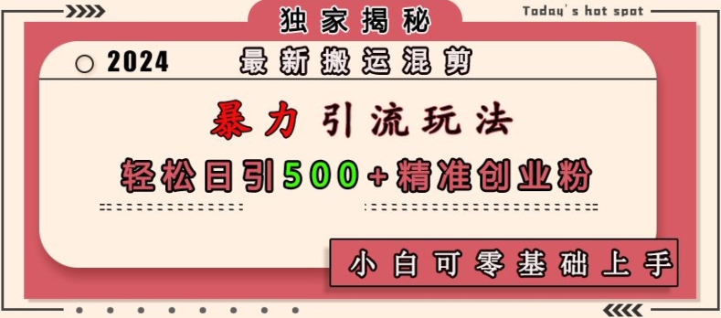 最新搬运混剪暴力引流玩法，轻松日引500+精准创业粉，小白可零基础上手云米网创-专注分享网络创业落地实操课程 – 全网首发_高质量项目输出云米网创