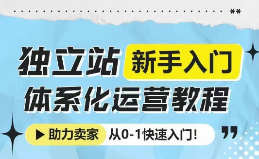 独立站新手入门体系化运营教程，助力独立站卖家从0-1快速入门!云米网创-专注分享网络创业落地实操课程 – 全网首发_高质量项目输出云米网创