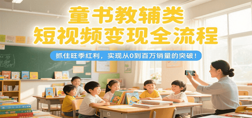 童书教辅类短视频变现全流程，抓住旺季红利，实现从0到百万销量的突破！云米网创-专注分享网络创业落地实操课程 – 全网首发_高质量项目输出云米网创