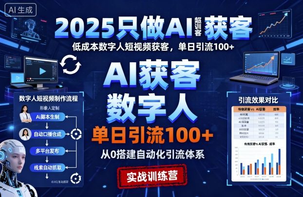2025只做AI获客，AI超级获客实训营，低成本数字人短视频获客，单日引流100+云米网创-专注分享网络创业落地实操课程 – 全网首发_高质量项目输出云米网创