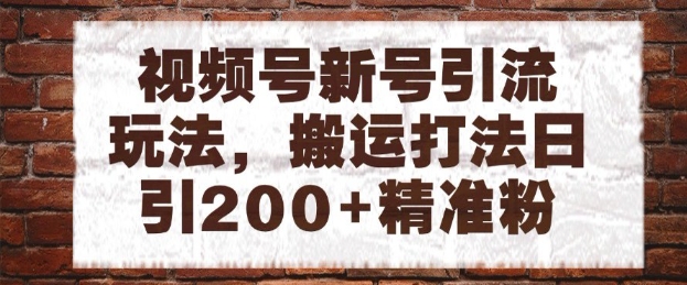 视频号新号引流玩法，搬运打法日引200+精准粉，可矩阵放大【揭秘】云米网创-专注分享网络创业落地实操课程 – 全网首发_高质量项目输出云米网创