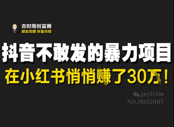 抖音不敢发的暴利项目，在小红书悄悄挣了30W云米网创-专注分享网络创业落地实操课程 – 全网首发_高质量项目输出云米网创