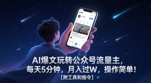 AI爆文玩转公众号流量主，每天5分钟，月入过W，操作简单！【附工具和指令】云米网创-专注分享网络创业落地实操课程 – 全网首发_高质量项目输出云米网创