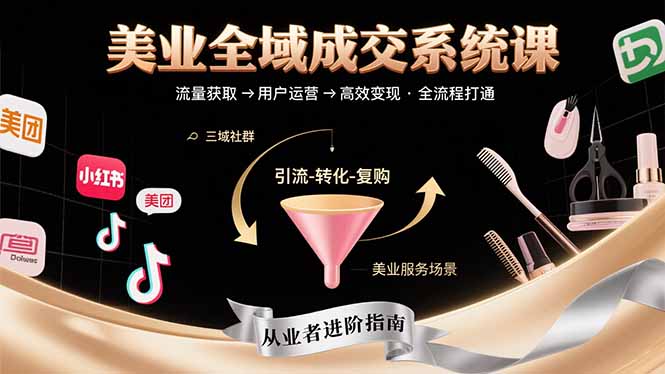 美业全域成交系统课程：帮助美业从业者打通从流量获取到高效变现全流程云米网创-专注分享网络创业落地实操课程 – 全网首发_高质量项目输出云米网创