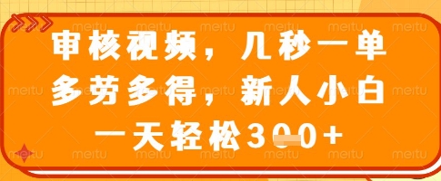 审核视频，几秒一单，多劳多得，新人小白一天轻松3张【揭秘】云米网创-专注分享网络创业落地实操课程 – 全网首发_高质量项目输出云米网创