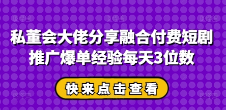 私董会大佬分享融合付费短剧推广爆单经验每天3位数云米网创-专注分享网络创业落地实操课程 – 全网首发_高质量项目输出云米网创