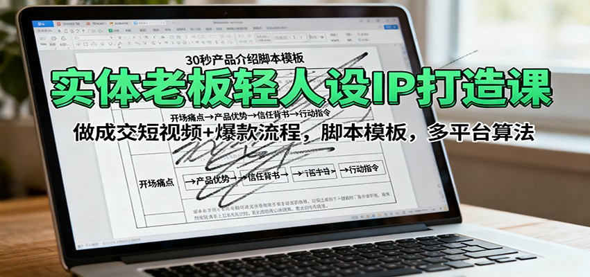实体老板轻人设IP打造课：做成交短视频+爆款流程，脚本模板，多平台算法云米网创-专注分享网络创业落地实操课程 – 全网首发_高质量项目输出云米网创