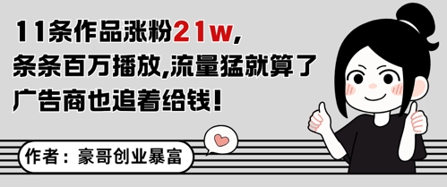 11条作品涨粉21W，条条百W播放，流量猛就算了，广告商也追着给钱云米网创-专注分享网络创业落地实操课程 – 全网首发_高质量项目输出云米网创