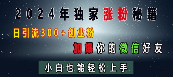 2024年独家涨粉秘籍，日引流300+创业粉，加爆你的微信好友，小白也能轻松上手云米网创-专注分享网络创业落地实操课程 – 全网首发_高质量项目输出云米网创