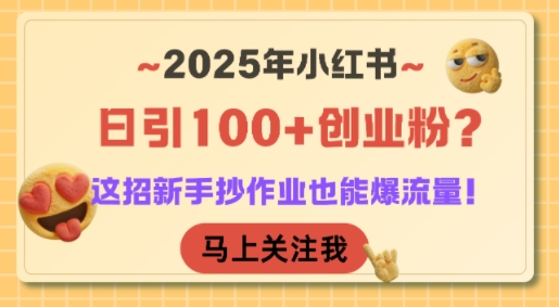 2025年小红书日引100+创业粉？这招新手抄作业也能爆流量！云米网创-专注分享网络创业落地实操课程 – 全网首发_高质量项目输出云米网创