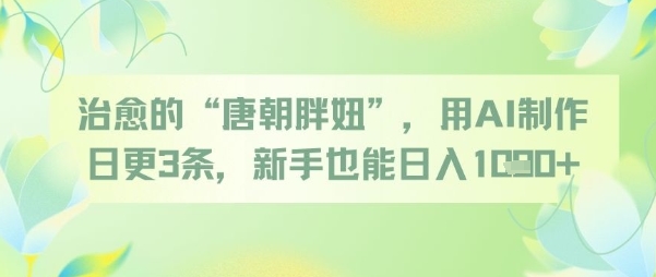 治愈的“唐朝胖妞”，用AI制作日更3条，新手也能日入多张云米网创-专注分享网络创业落地实操课程 – 全网首发_高质量项目输出云米网创
