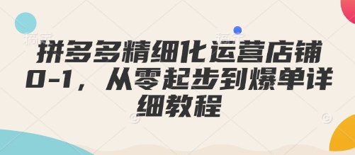 拼多多精细化运营店铺0-1，从零起步到爆单详细教程云米网创-专注分享网络创业落地实操课程 – 全网首发_高质量项目输出云米网创