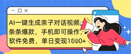 AI一键生成亲子对话视频，条条爆款，一部手机即可操作，单日变现数张云米网创-专注分享网络创业落地实操课程 – 全网首发_高质量项目输出云米网创