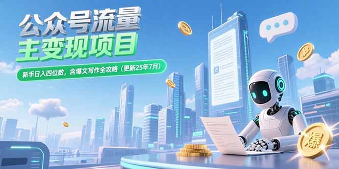 公众号流量主变现项目，新手日入四位数，含爆文写作全攻略(更新25年7月云米网创-专注分享网络创业落地实操课程 – 全网首发_高质量项目输出云米网创