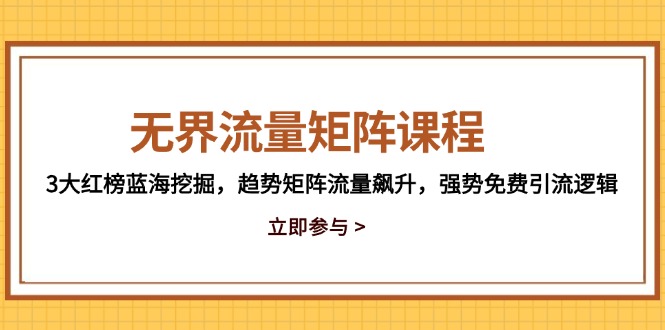 无界流量矩阵课程，3大红榜蓝海挖掘，趋势矩阵流量飙升，强势免费引流逻辑云米网创-专注分享网络创业落地实操课程 – 全网首发_高质量项目输出云米网创