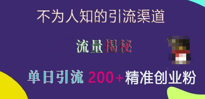 不为人知的引流渠道，流量揭秘，实测单日引流200+精准创业粉【揭秘】云米网创-专注分享网络创业落地实操课程 – 全网首发_高质量项目输出云米网创