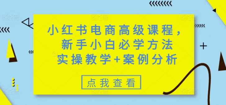 小红书电商高级课程，新手小白必学方法，实操教学+案例分析云米网创-专注分享网络创业落地实操课程 – 全网首发_高质量项目输出云米网创