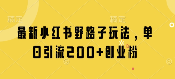 最新小红书野路子玩法，单日引流200+创业粉云米网创-专注分享网络创业落地实操课程 – 全网首发_高质量项目输出云米网创
