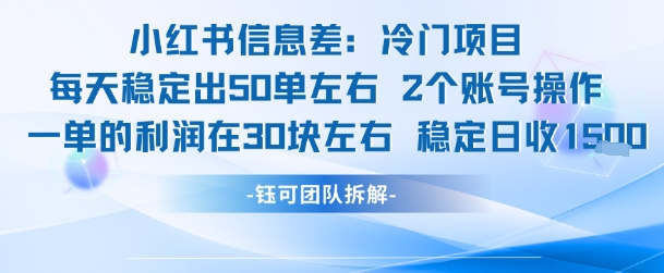 小红书信息差冷门项目一单利润30块每天稳定1.5k左右2个账号操作云米网创-专注分享网络创业落地实操课程 – 全网首发_高质量项目输出云米网创