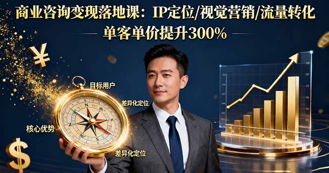 商业咨询变现落地课:IP定位/视觉营销/流量转化,单客单价提升300%云米网创-专注分享网络创业落地实操课程 – 全网首发_高质量项目输出云米网创