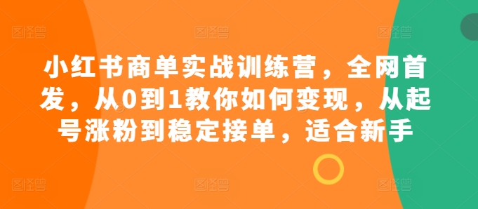 小红书商单实战训练营，全网首发，从0到1教你如何变现，从起号涨粉到稳定接单，适合新手云米网创-专注分享网络创业落地实操课程 – 全网首发_高质量项目输出云米网创