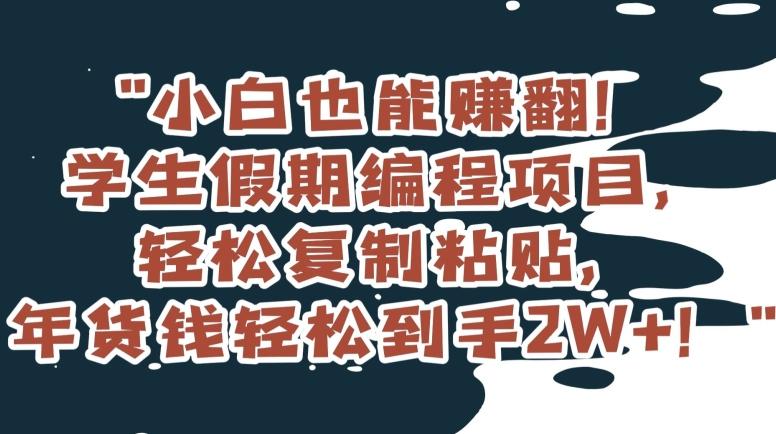 小白也能赚翻！学生假期编程项目，轻松复制粘贴，年货钱轻松到手2W+【揭秘】云米网创-专注分享网络创业落地实操课程 – 全网首发_高质量项目输出云米网创