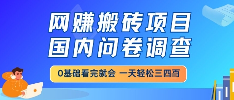 网创搬砖项目，国内问卷调查，小白轻松上手，一天三四张的也不难，干就完了【揭秘】云米网创-专注分享网络创业落地实操课程 – 全网首发_高质量项目输出云米网创