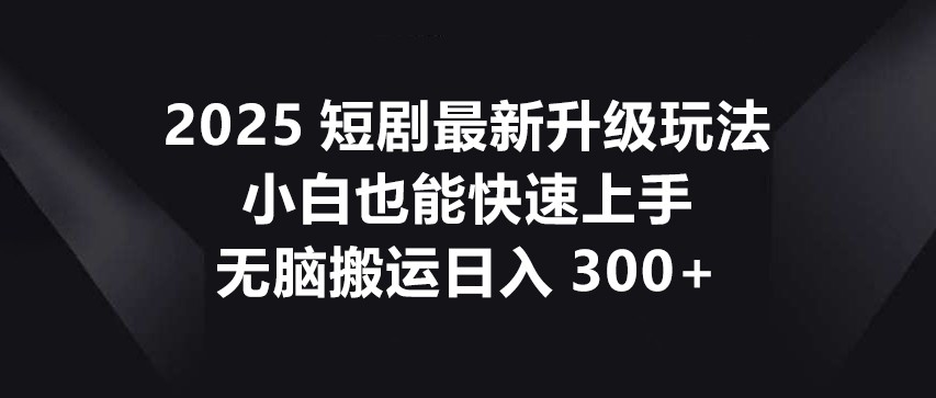 2025短剧最新升级玩法，小白也能快速上手，无脑搬运日入300+云米网创-专注分享网络创业落地实操课程 – 全网首发_高质量项目输出云米网创