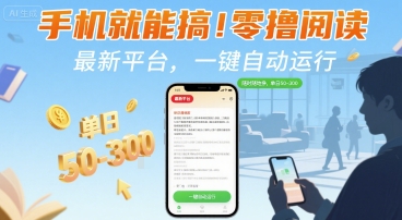 手机就能搞！零撸阅读挂G，最新平台，一键自动运行，随时随地挣，单日50-3张+【揭秘】云米网创-专注分享网络创业落地实操课程 – 全网首发_高质量项目输出云米网创