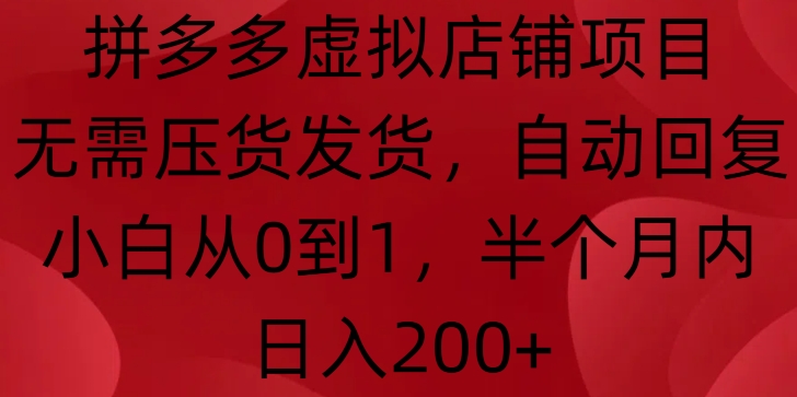 拼多多虚拟店铺项目，无需压货发货，自动回复，小白从0到1，半个月内日入200+【揭秘】云米网创-专注分享网络创业落地实操课程 – 全网首发_高质量项目输出云米网创