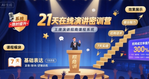 21天在线演讲密训营，王牌演讲招商课程系统云米网创-专注分享网络创业落地实操课程 – 全网首发_高质量项目输出云米网创