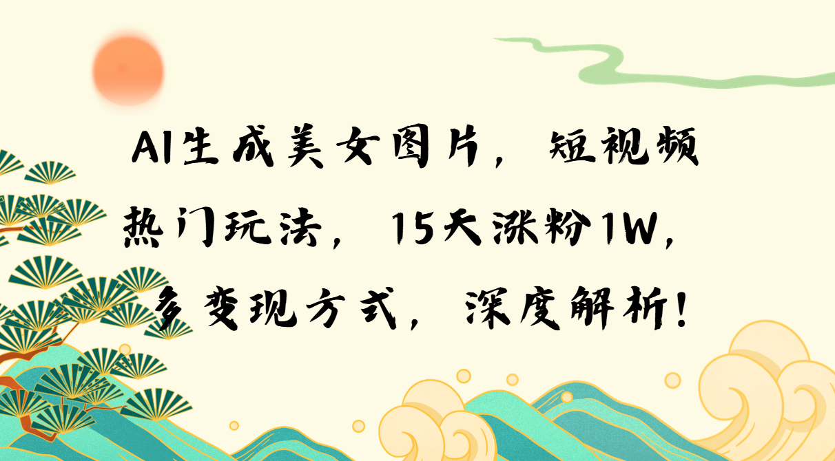 AI生成美女图片，短视频热门玩法，15天涨粉1W，多变现方式，深度解析!云米网创-专注分享网络创业落地实操课程 – 全网首发_高质量项目输出云米网创