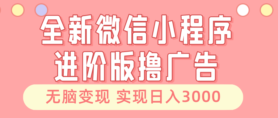 全新微信小程序进阶版撸广告 无脑变现睡后也有收入 日入3000＋云米网创-专注分享网络创业落地实操课程 – 全网首发_高质量项目输出云米网创