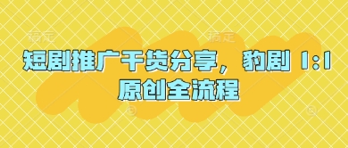 短剧推广干货分享，豹剧 1:1原创全流程云米网创-专注分享网络创业落地实操课程 – 全网首发_高质量项目输出云米网创