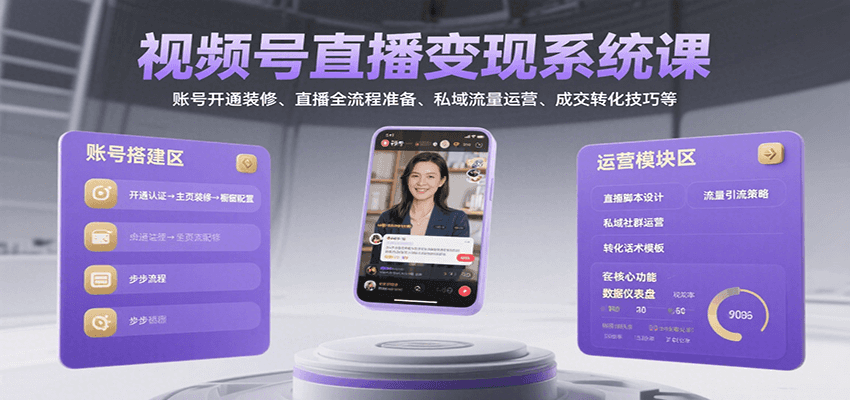 视频号直播变现系统课，账号开通装修、直播全流程准备、私域流量运营、成交转化技巧等云米网创-专注分享网络创业落地实操课程 – 全网首发_高质量项目输出云米网创