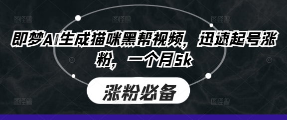 即梦AI生成猫咪黑帮视频，迅速起号涨粉，一个月5k云米网创-专注分享网络创业落地实操课程 – 全网首发_高质量项目输出云米网创