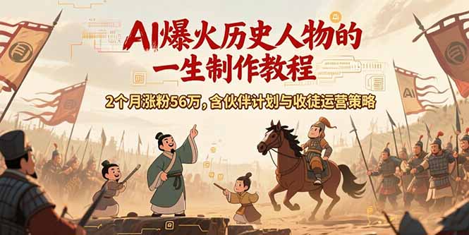AI历史人物赛道课程，2个月涨粉56万，含伙伴计划与收徒运营策略云米网创-专注分享网络创业落地实操课程 – 全网首发_高质量项目输出云米网创