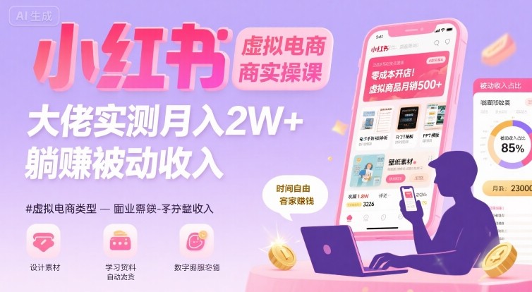小红书虚拟电商，大佬实测月入2W+，实现被动收入云米网创-专注分享网络创业落地实操课程 – 全网首发_高质量项目输出云米网创