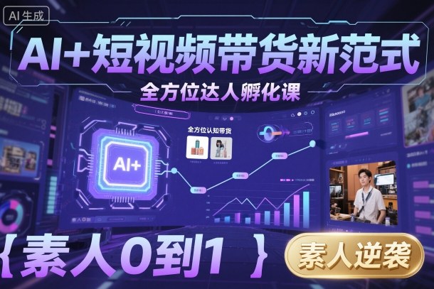AI+短视频带货新范式全方位达人孵化课，素人也可以从0到1，全方位认知短视频带货云米网创-专注分享网络创业落地实操课程 – 全网首发_高质量项目输出云米网创