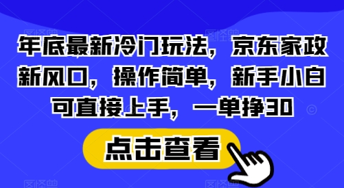 年底最新冷门玩法，京东家政新风口，操作简单，新手小白可直接上手，一单挣30【揭秘】云米网创-专注分享网络创业落地实操课程 – 全网首发_高质量项目输出云米网创