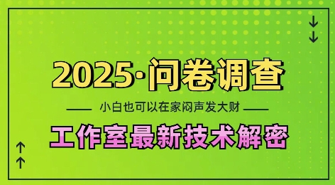 2025问卷调查最新工作室技术解密：一个人在家也可以闷声发大财，小白一天2张，可矩阵放大【揭秘】云米网创-专注分享网络创业落地实操课程 – 全网首发_高质量项目输出云米网创