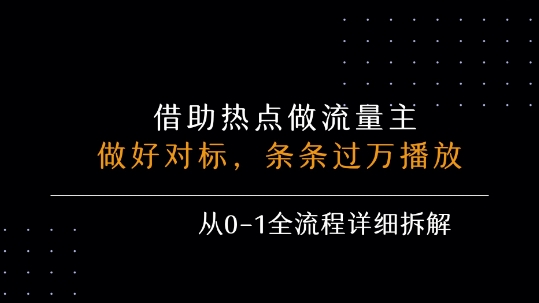 借力热点，乘顺风车玩流量主，条条过万播放， 每月收益5k+，从0-1全流程详细拆解云米网创-专注分享网络创业落地实操课程 – 全网首发_高质量项目输出云米网创