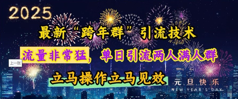 最新“跨年群”引流，流量非常猛，单日引流两人满人群，立马操作立马见效【揭秘】云米网创-专注分享网络创业落地实操课程 – 全网首发_高质量项目输出云米网创