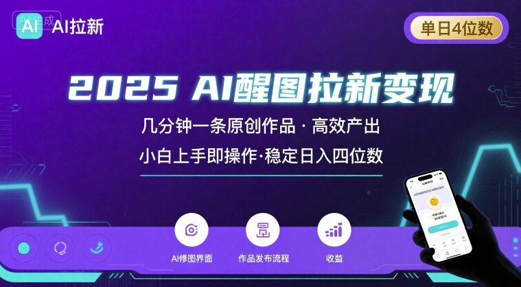 2025最强AI醒图拉新，几分钟一条原创作品，单日收入4位数，小白也能上手操作云米网创-专注分享网络创业落地实操课程 – 全网首发_高质量项目输出云米网创