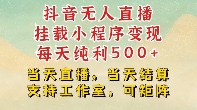 抖音无人直播挂载小程序变现每天纯利500+当天直播，当天结算支持工作室，可矩阵【揭秘】云米网创-专注分享网络创业落地实操课程 – 全网首发_高质量项目输出云米网创