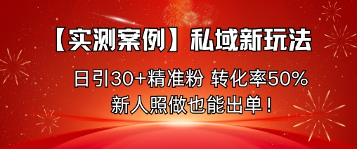 【实测案例】私域新玩法，日引30+精准粉，转化率50%，新人照做也能出单！云米网创-专注分享网络创业落地实操课程 – 全网首发_高质量项目输出云米网创