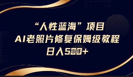 人性蓝海AI老照片修复项目保姆级教程，长期复购，轻松日入5张云米网创-专注分享网络创业落地实操课程 – 全网首发_高质量项目输出云米网创
