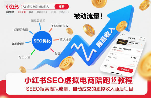 小红书SEO虚拟电商陪跑教程，实现seo搜索被动流量，自动成交的被动收入睡后项目云米网创-专注分享网络创业落地实操课程 – 全网首发_高质量项目输出云米网创