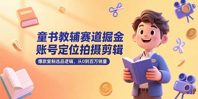 童书教辅赛道掘金，账号定位拍摄剪辑，爆款复制选品逻辑，从0到百万销量云米网创-专注分享网络创业落地实操课程 – 全网首发_高质量项目输出云米网创